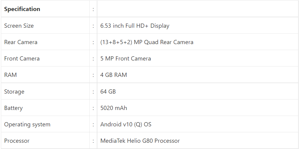 Xiaomi Redmi 9 Prime specification